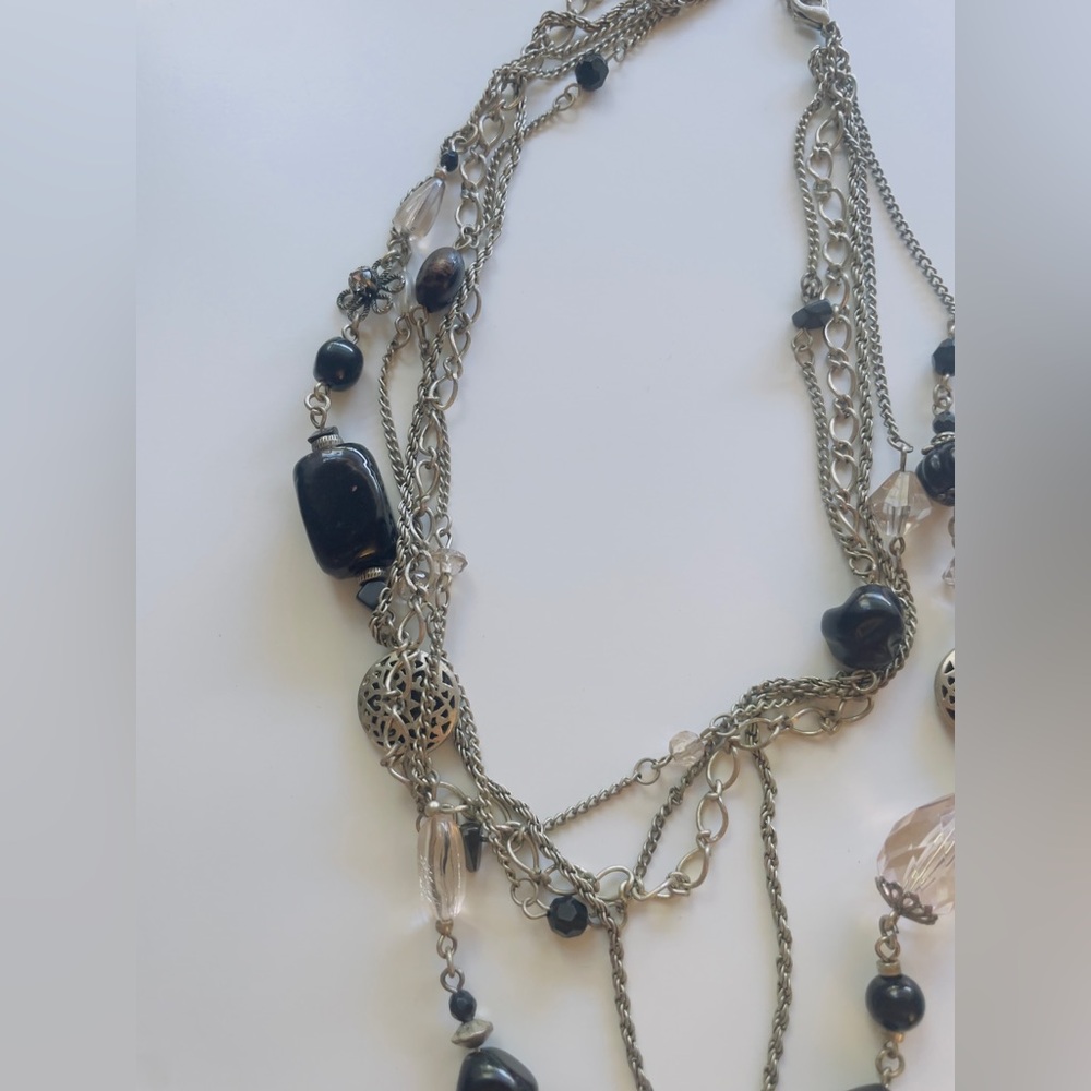 Express Silver And Black Multi-Layer Necklace - image 3